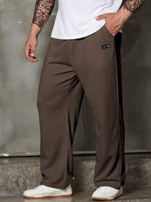 Manfinity Homme Quần Nam Dây kéo Đắp vá Lá thư Loại bướm Giải trí - màu nâu - Xem 4