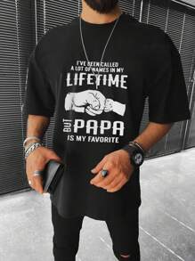 Manfinity LEGND Áo thun & Áo lót Nam Con số Slogan Giải trí - màu đen - Xem 1