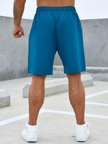 Manfinity Homme 男士椰子樹圖案腰部抽繩短褲 - 軍綠色 - 查看 2