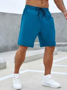 Manfinity Homme 男士椰子樹圖案腰部抽繩短褲 - 軍綠色 - 查看 8