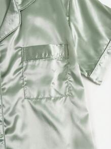 6pcs Satin Lapel Collar Contrast Piping PJ Set / Pajama Set - Multicolor - View 4