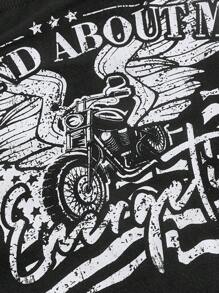 SHEIN EZwear Letter & Motorcycle Print Tube Top - Black - View 4