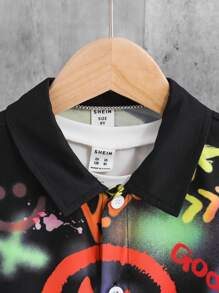 SHEIN Boys Graffiti Print Shirt Without Tee - Multicolor - View 4