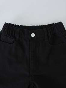男孩斜口袋牛仔短褲 - 黑色 - 查看 5