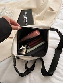 White Hobo Bag With Zipper Casual - White - View 4