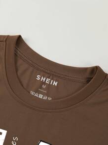 Manfinity Dauomo Áo thun nam Lá thư Giải trí - Cà phê nâu - Xem 3