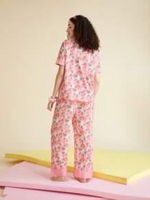 SHEIN X MOLANG Cartoon & Floral Print PJ Set - Multicolor - View 2