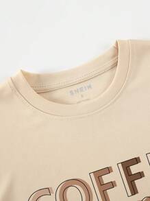 INAWLY Áo thun nữ Lá thư Tim Giải trí - Màu Khaki - Xem 4