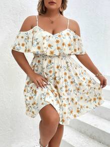 Dreamara Đầm Plus Size Xù Hoa Tất cả trên in Boho - Nhiều màu - Xem 1