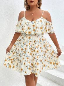 Dreamara Đầm Plus Size Xù Hoa Tất cả trên in Boho - Nhiều màu - Xem 3