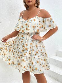 Dreamara Đầm Plus Size Xù Hoa Tất cả trên in Boho - Nhiều màu - Xem 5