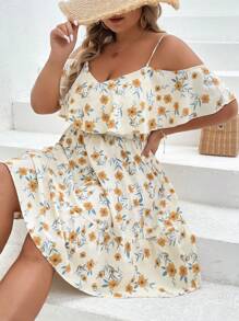 Dreamara Đầm Plus Size Xù Hoa Tất cả trên in Boho - Nhiều màu - Xem 4