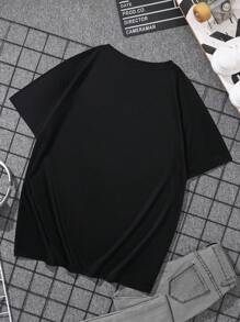 Men Car And Letter Graphic Tee - Black - View 2