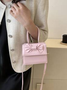 Bolso cuadrado con asa superior, decoración de lazo, color rosa para San Valentín - Rosa - Ver 2