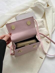 Bolso cuadrado con asa superior, decoración de lazo, color rosa para San Valentín - Rosa - Ver 3