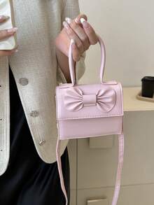 Bolso cuadrado con asa superior, decoración de lazo, color rosa para San Valentín - Rosa - Ver 4
