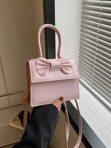 Bolso cuadrado con asa superior, decoración de lazo, color rosa para San Valentín - Rosa - Ver 6