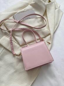 Bolso cuadrado con asa superior, decoración de lazo, color rosa para San Valentín - Rosa - Ver 8