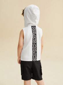 SHEIN X MOLANG 小男童1入組卡通圖案連帽背心上衣