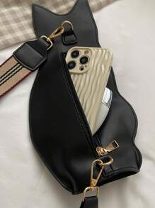 Bolsa creativa mini con diseño de gato negro PU - Negro - Ver 4