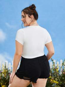 TOM & JERRY X SHEIN Camiseta crop con estampado de dibujos animados - Blanco - Ver 3