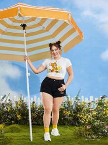 TOM & JERRY X SHEIN Camiseta crop con estampado de dibujos animados - Blanco - Ver 8