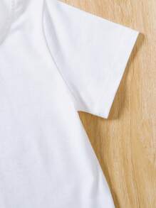 SHEIN 男嬰星星刺繡背心上衣和T恤和短褲 - 藍白色 - 查看 8