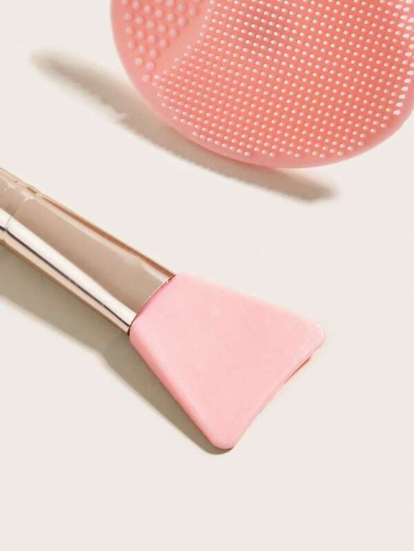 1pc pink Facial Sheet Brush & 1pc Face Cleaning Brush,Manual Facial