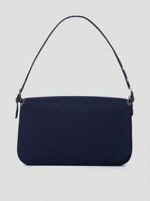 Túi vuông tối giản Túi xách nylon nắp vừa màu xanh cổ điển - Màu xanh lam - Xem 2