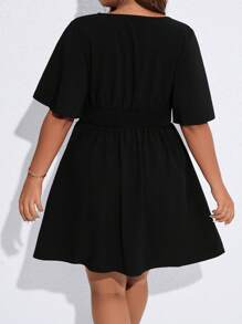 SHEIN Clasi Đầm Plus Size Thêu Hoa Giải trí - màu đen - Xem 2