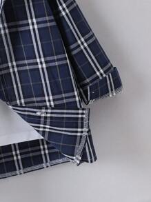 SHEIN Chàng trai trẻ In kẻ sọc Khối màu Áo sơ mi Without Tee - Nhiều màu - Xem 5