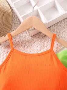 SHEIN Toddler Girls Solid Shirt & Cami Romper