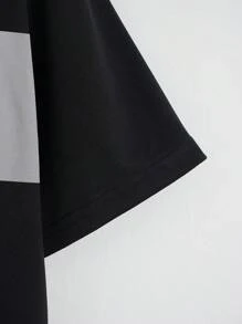 INAWLY Áo thun crop top họa tiết Colorblock dành cho nữ - màu đen - Xem 3