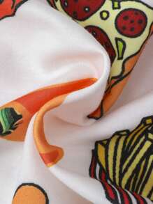 SHEIN 男童休闲卫衣，宽松版型，透气舒适，印有汉堡小吃图案，街头风 - 白色 - 查看 4