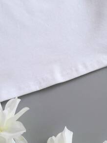 INAWLY Solid Round Neck Tee - White - View 4