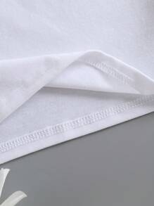 INAWLY Solid Round Neck Tee - White - View 5