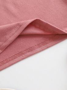 INAWLY Solid Round Neck Tee - Dusty Pink - View 4