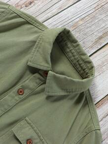 青少年男孩翻蓋袋丹寧襯衫（不帶內搭t恤）