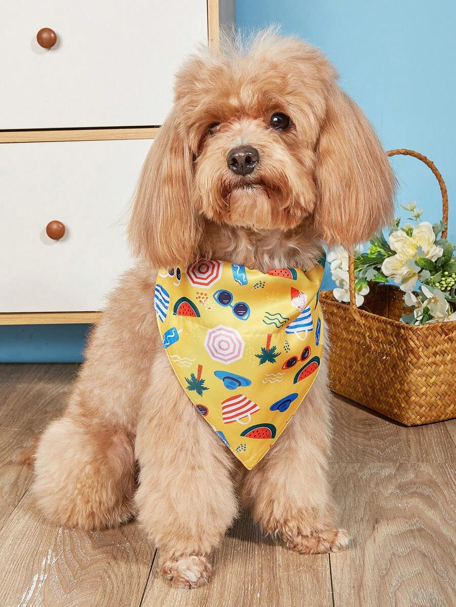 1pc Cartoon Graphic Pet Bandana - Multicolor - View 1