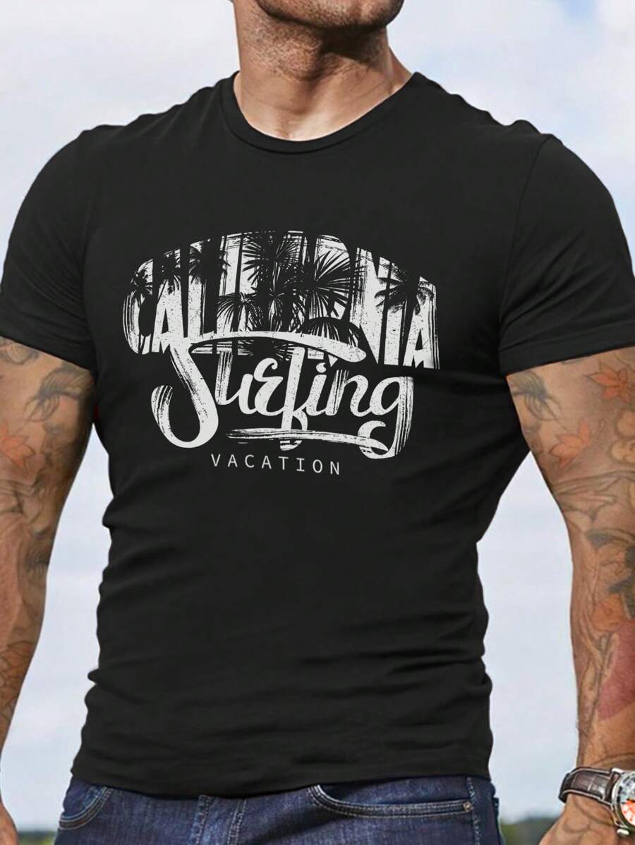 Áo thun & Áo lót Nam Lá thư Giải trí - màu đen - Xem 1