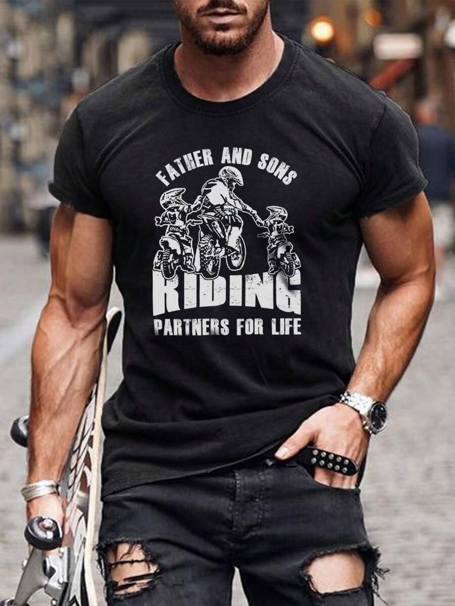 Áo thun & Áo lót Nam Con số Slogan Giải trí - màu đen - Xem 1