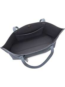 Túi Tote Đeo Vai Tối Giản Trang Trí Tua Rua Trung Bình - Màu xanh bụi bặm - Xem 3