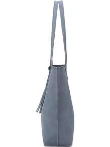 Túi Tote Đeo Vai Tối Giản Trang Trí Tua Rua Trung Bình - Màu xanh bụi bặm - Xem 6