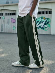 INFLATION Męskie spodnie sportowe retro z taśmą, luźne, casualowe, na jesień