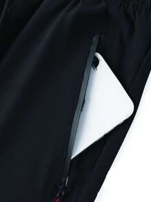 男士抽绳腰拉链裤，秋季 - 黑色 - 查看 3