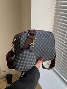 花卉圖案和幾何樣式方包拉鍊PU皮革優雅帶零錢包 - 彩色 - 查看 2