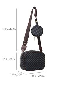 花卉圖案和幾何樣式方包拉鍊PU皮革優雅帶零錢包 - 彩色 - 查看 4