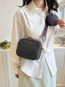 花卉圖案和幾何樣式方包拉鍊PU皮革優雅帶零錢包 - 彩色 - 查看 7