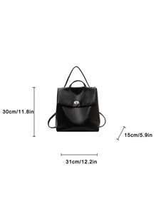 Minimalist Flap Backpack Twist Lock, School Supplies, School Backpack, School Bag, Backpack For School, Back To School Backpack, School Bookbag, Big Backpack, Backpack School, Back To School Bags, Large Capacity, Waterproof, Lightweight, Portable, Business Casual, Suitable For Teen Girls Women College Students, Teacher, White-Collar Workers, Perfect For Back To School, First Day Of School, College, Work, Business, Commute, Office - Black - View 3