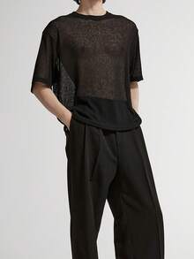 Nam Chất rắn mỏng Thả vai Knit ngọn - màu đen - Xem 3